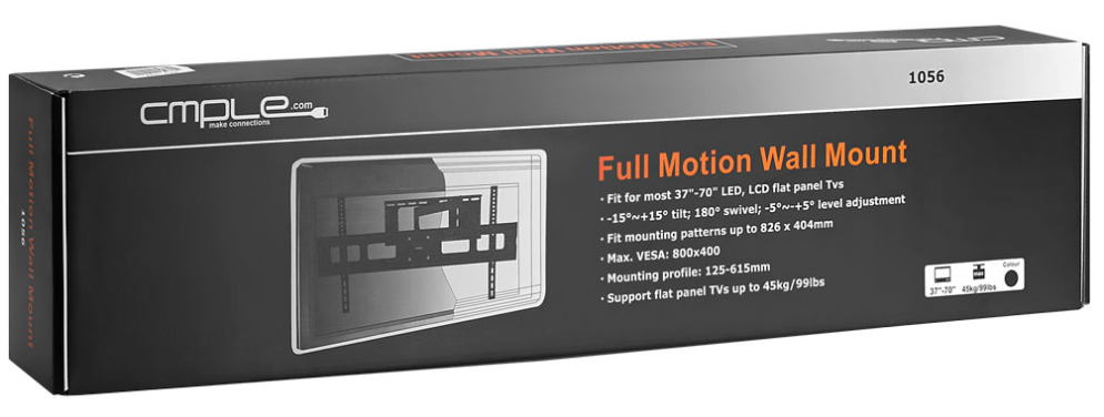 Heavy-Duty Full Motion Wall Mount for 37-70 LCDLED TV'